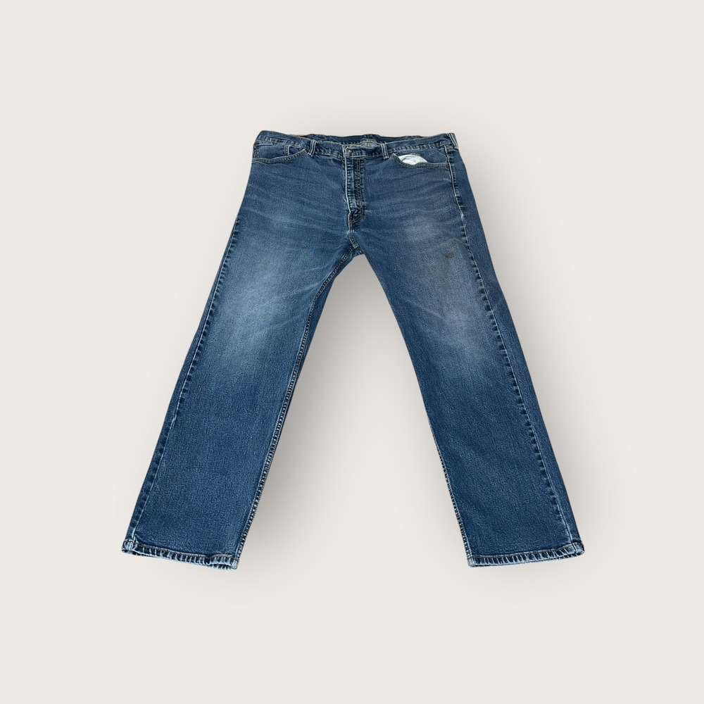 Levis 505 Mens Jeans Blue Wash Regular Fit Straight Leg Denim‎ Big Tall W42 L32